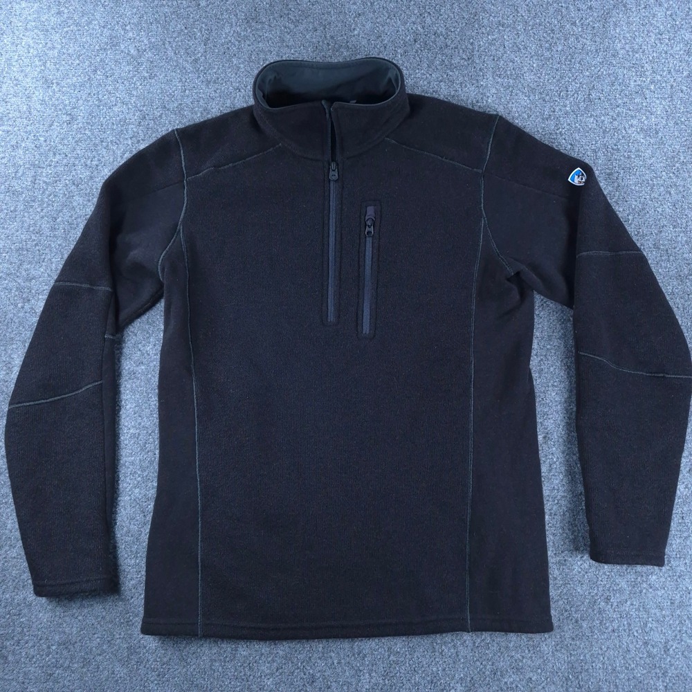 Kuhl Revel 1/4 Zip Pullover Sweater Mens Medium Black Fleece Lined RN 108846